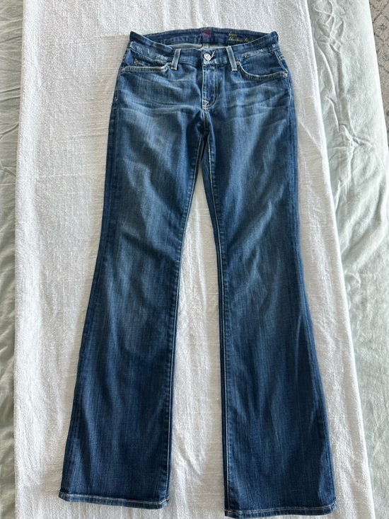 7 For All Mankind Denim - 7 For All Mankind Dark Blue Kimmie Jeans Lexie Petite Length